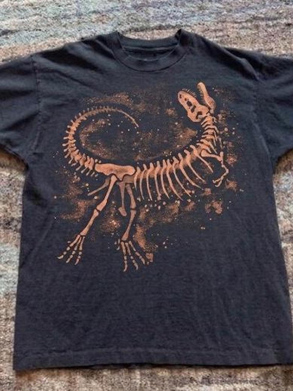 Black Reptile Skeleton Graphic Tee - Unbranded